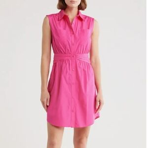 Derek Lam 10 Crosby Cora Sleeveless Cotton Shirtdress In Magenta 4 NWT